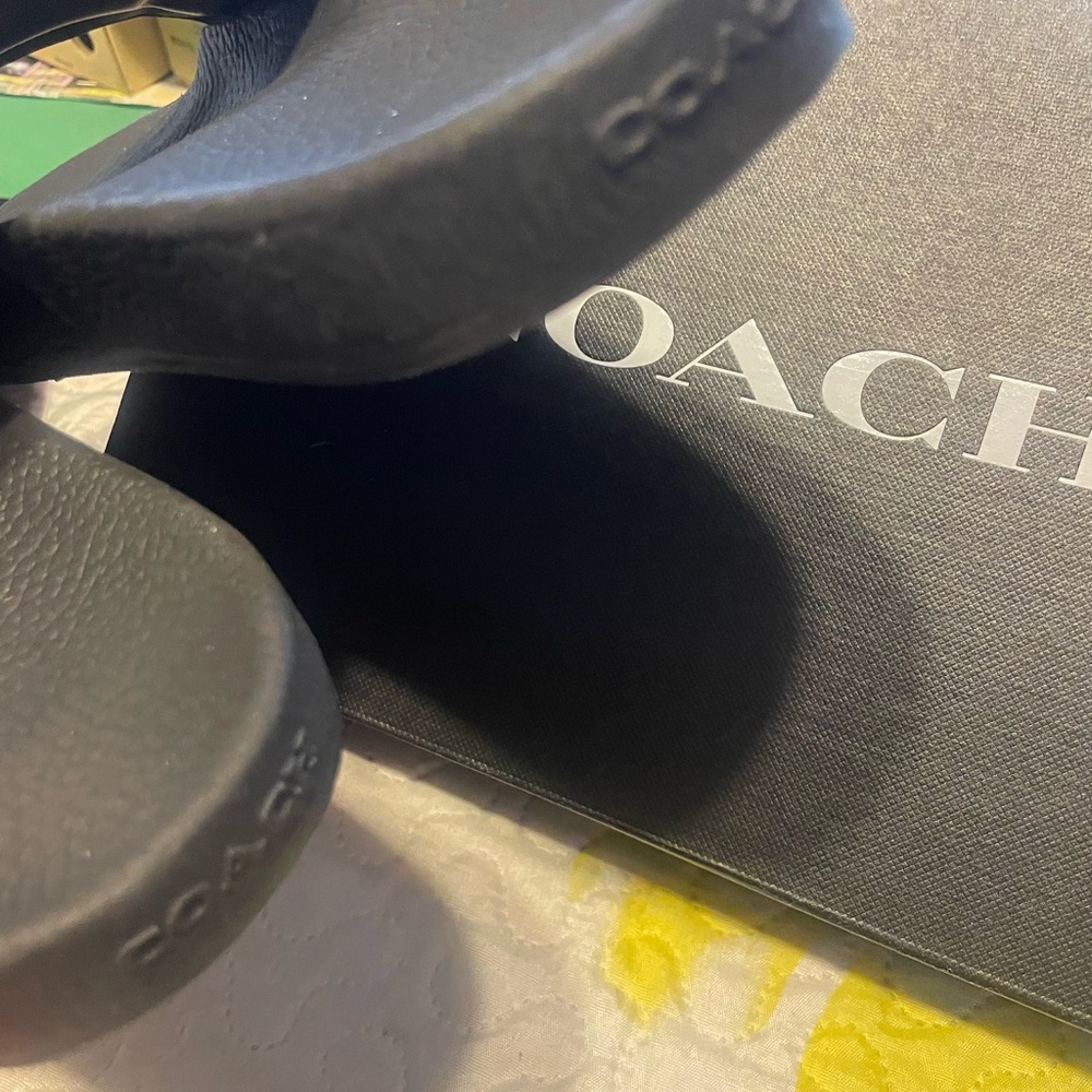 Coach Black Slide Sandals with Logo Print - Picture 5 of 5
